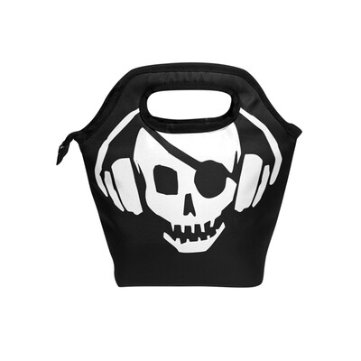 

Lunch Bag Headphones Skull Tote Travel Picnic Insulated Handbags Portable Zipper Lunch Bag Box
