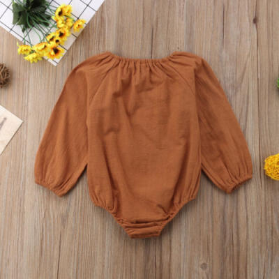 

Kids Infant Baby Boys Girls Lace Romper Bodysuit Outfit Clothes as Pumpkin Color