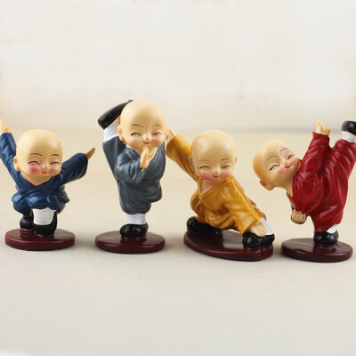

Car Accessories Ornaments 4pcs cute Kung Fu Little Monk dolls lovely nice gift Cartoon Style Car Interior Display Decoration