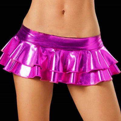 

Sexy Womens Metallic Shiny Bodycon Micro Mini Dress Party Clubwear Short Skirt