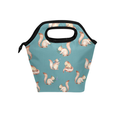 

Lunch Bag Tote Bag Squirrel Flower Travel Picnic Organizer Lunch Holder Handbags Lunch Bag Box