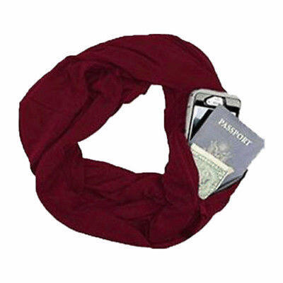 

Unisex Men Women Convertible Scarf Hidden Pocket Loop Cotton Zipper Pocket Scarf
