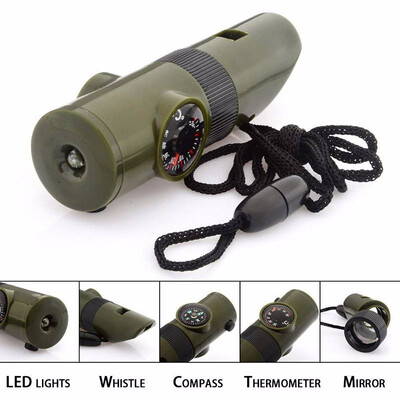 

Outdoor 7 in 1 Emergency Survival Whistle Multi function Tool