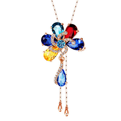 

Isetan Lena (Italianina) light admiration sweater chain Swarovski element necklace brooch dual fashion gift blue