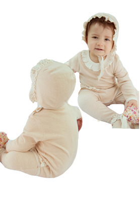 

Organic cotton baby coveralls baby Siamese cotton lace three-piece even foot