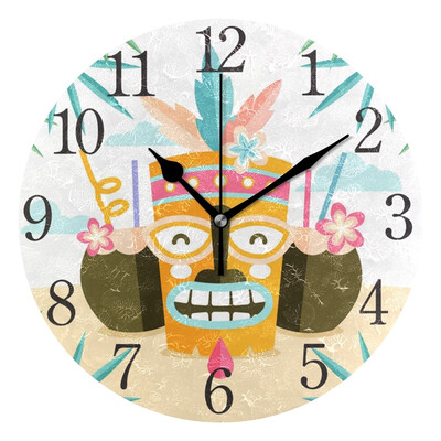 

Wall Clock Arabic Numerals Design Trible Pattern Round