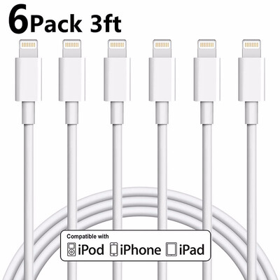 

Outdoor IPhone Charger 6Pack 3FT Lightning to USB Cable Charging CordWhite