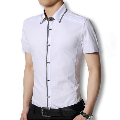 

New Arrivals Men Fashion Shirts Short Sleeves Men Shirts Casual Dress Men Shirts Solid Cotton High Quality Men Slim Fits -3XL