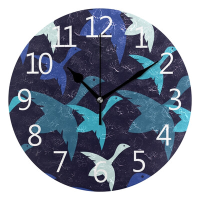 

Wall Clock Arabic Numerals Design Birds In The Sky Round