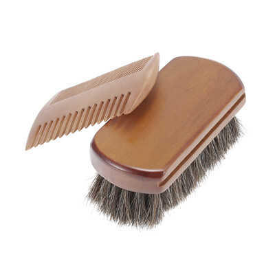 

Mens Beard Brush & Comb Kit Horse Hair Mustache Shaving Brush Golden Sandalwood Beard Comb Male Facial Hair Brush Set