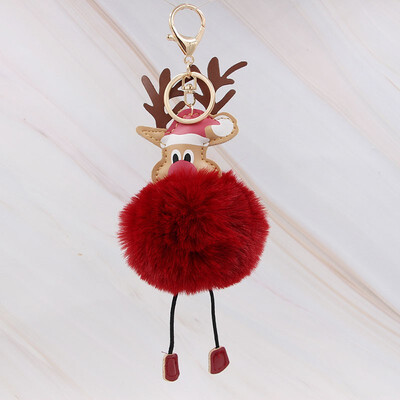 

Cute Christmas Gift Deer Keychain for Women Pom Pom Ball Keychains