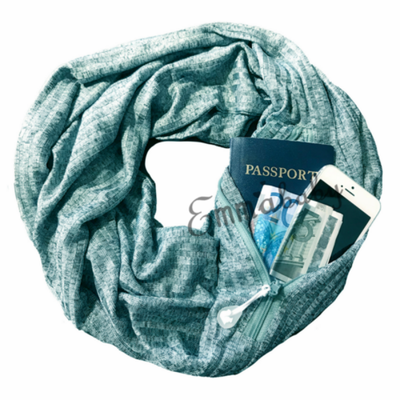 

UK Women Men Infinity Scarf with Hidden Zipper Pocket Travel Secure Xmas gift