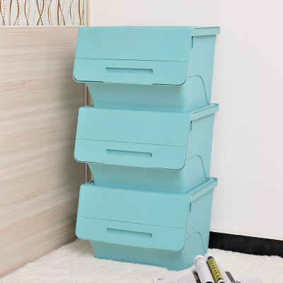 

【Jingdong Supermarket】 Baicao Park (bicoy) oblique clamshell plastic finishing box storage box can be stacked storage box 3 installed coral powder