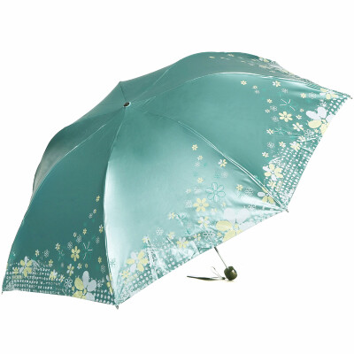 

Jingdong Supermarket Paradise umbrella snow wind flower black&white plastic three fold pencil umbrella sun umbrella sunny umbrella 307E green blue