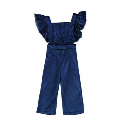 

US Stock Toddler Kids Girls Velvet Bib Pants Backless Romper Jumpsuit Outfits