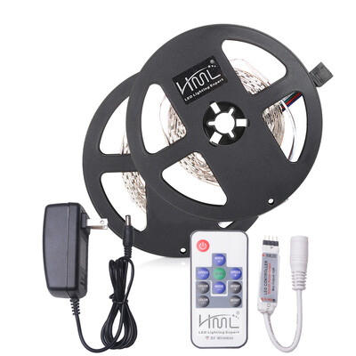 

HML 2pcs 5M 24W RGB 2835 SMD 300 LED Strip Light with RF 10 Keys Remote Control DC AdapterUS Plug