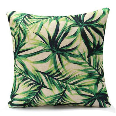 

UpperX Green Leaf flax Throw Pillow Case Cushion Cover Home Sofa Decorative Palm