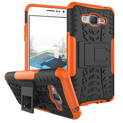 

Fivice Samsung J2 Prime Case TPU anti-fall tire pattern back clip bracket phone case