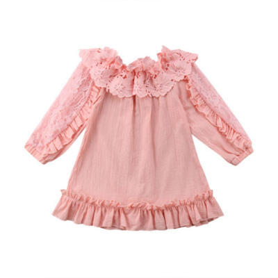 

UK Princess Kid Baby Girl Dress Lace Floral Off Shoulder Party Gown Dresses 2-7Y