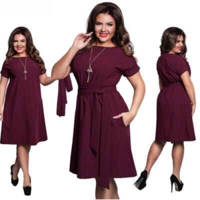 

Womens Plus Size Short Sleeves High Waist Evening Cocktail Gown Long Lace Dress