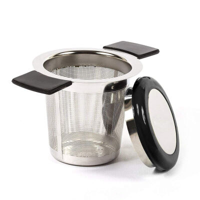 

UpperX Stainless Infuser Strainer The The Colander with Handle End Hole&Lid for Mug Theory Mug or Aromatic HerbsSilverBlack