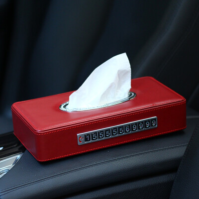 

Yapi Shi leather car tissue box seat type creative car napkin tray paper box household paper box to send paper red