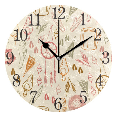 

Wall Clock Trible Elements Round Wall Clock Arabic Numerals Design