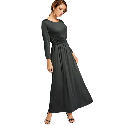 

A Line Long Sleeve Long Dress