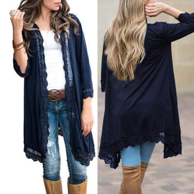 

Womens Cardigan Top Lace Long Sweater Jumper Jacket Winter Warm Outerwear Coat