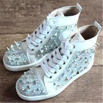 

2018 Fashion Designer Brand Studded Red Bottom Shoes Party Lovers Genuine Leather Sneaker Spikes Dress Shoes Man And Woman Designe