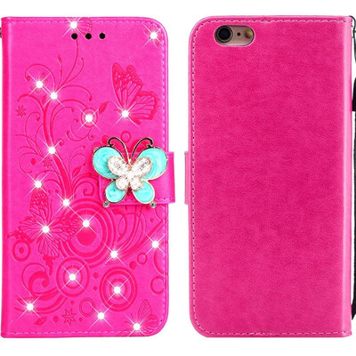 

MOONCASE Apple iPhone 66S Butterfly Rhinestone Embossed Leather Case - Red