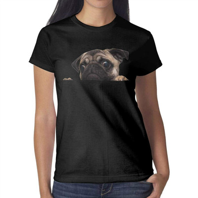 

Melinda Pug Life Womens Black t Shirts Personalised Attractive Women Cotton t Shirt