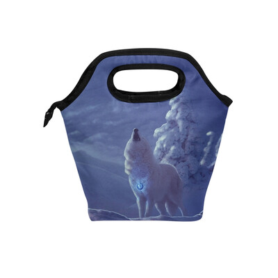 

Insulated Lunch Tote Bag Polar Bear Travel Picnic Lunch Handbags Portable Zipper Lunch Bag Box