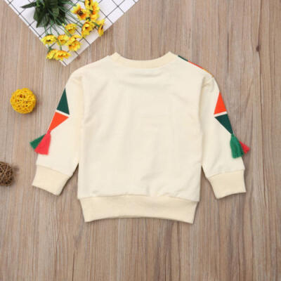 

UK New Toddler Kids Baby Girls Long Sleeve Autumn Clothes Crew-Neck T-Shirt Tops