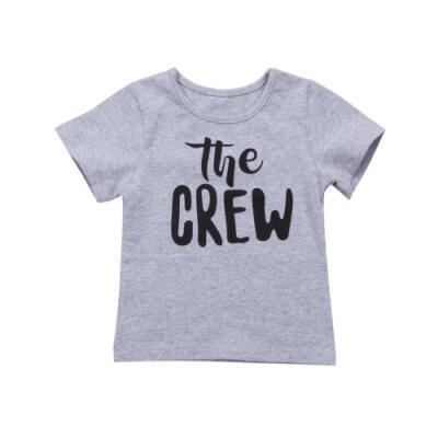 

Kids Baby Boy Girl Short Sleeve Tops T-Shirt Outfits Gray Clothes Summer Casual