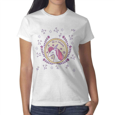 

Cartoon Unicorn Pretty Women White Tshirts Cotton Lightweight T-Shirts