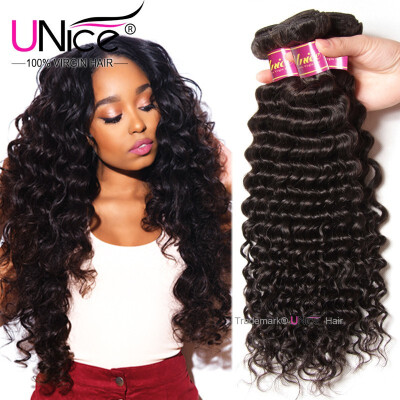 

UNice 8A Indian Virgin Hair Deep Curly 100 Raw Human Hair 300g