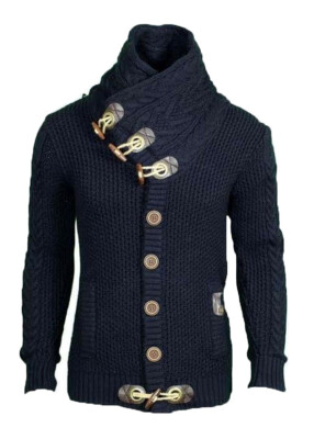 

Vintage Plain Turtleneck Button Mens Sweater