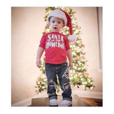 

Xmas Kids Boy Long Sleeve T-shirt Christmas Tee Toddler T Shirt Top Clothes 1-6Y