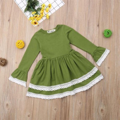 

Kids Toddler Baby Girl Dress Cotton Long Sleeve Princess Casual Party Tutu Dress