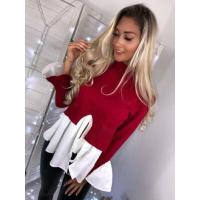 

Womens Irregular Hem Top Long Sleeve Round Collar Casual Loose Autumn T-Shirt