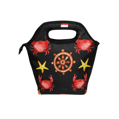 

Lunch Bag Red Crab Tote Travel Picnic Insulated Handbags Portable Zipper Lunch Bag Box