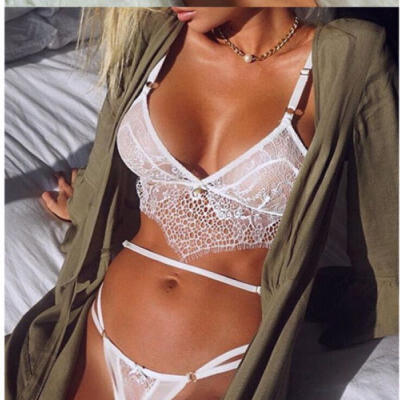 

Sexy Lace Lingere Bra Set Transparent underwear Sleepwear Nightwear Babydoll