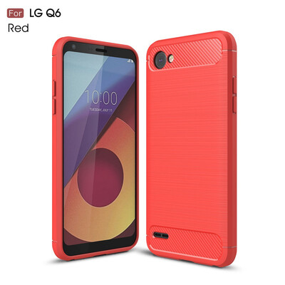 

Fivice LG Q6Q6 PLUS case Luxury brushed carbon fiber TPU soft shell