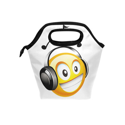 

Lunch Bag Music Emoji Expression Tote Travel Picnic Insulated Handbags Portable Zipper Lunch Bag Box