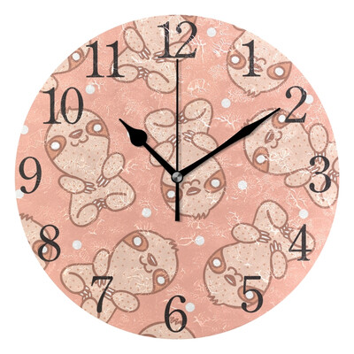 

Wall Clock Sloth With Dots Round Wall Clock Arabic Numerals Design
