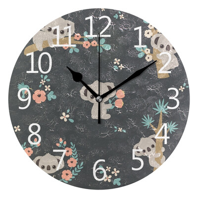 

Wall Clock Cute Koala Round Wall Clock Arabic Numerals Design