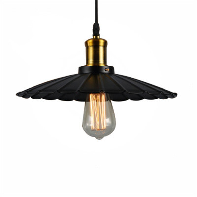 

Baycheer HL486937 Industrial Style Black 1377" Wide Single Light with Floral Round Metal Shade