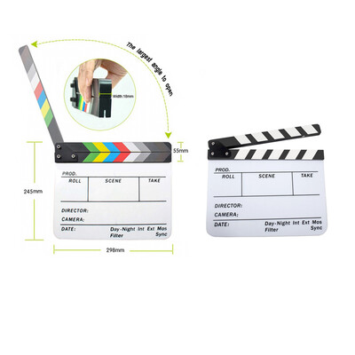

Acrylic Clapboard Dry Erase Director Film Movie Clapper Board Slate 96 117" with WhiteBlack Sticks