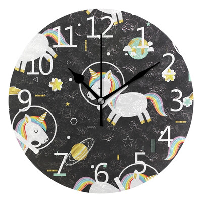 

Wall Clock Unicorns And Planets Round Wall Clock Arabic Numerals Design